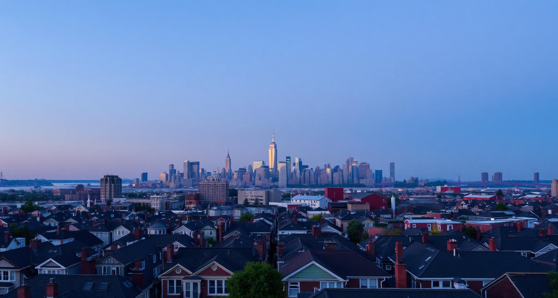 Brooklyn rooftops with Manhattan skyline — rent-regulated housing market